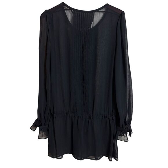 Vintage Guess Jeans Sheer Black Blouse Tunic Top Whimsigoth Dropwaist Blouson L - Picture 3 of 13